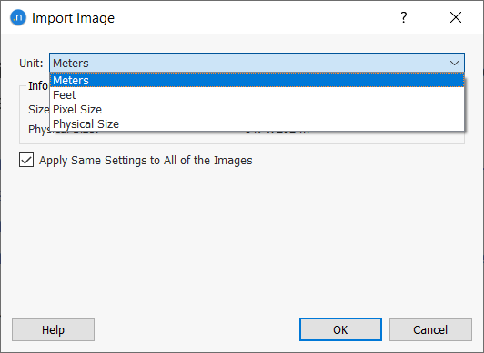 Caixa de Diálogo do Importador de Imagens