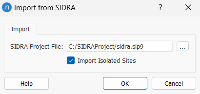 Caixa de diálogo de importação SIDRA