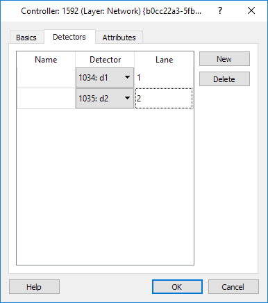 Editor do Controlador SCATS RMS (pasta Detectores)