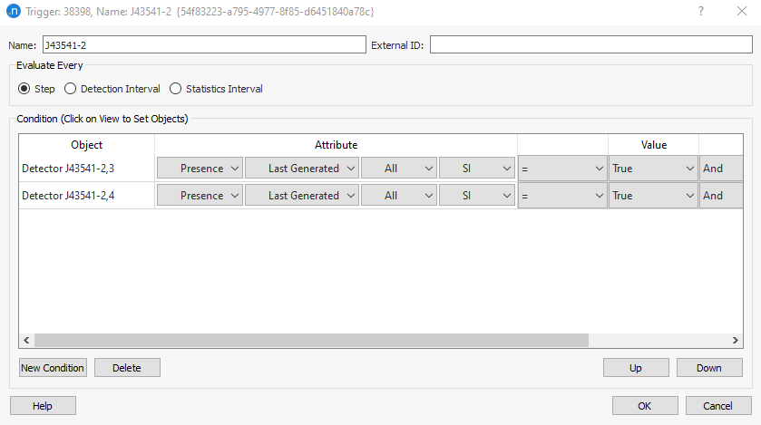 Editor do Controlador SCOOT (pasta Detectors)