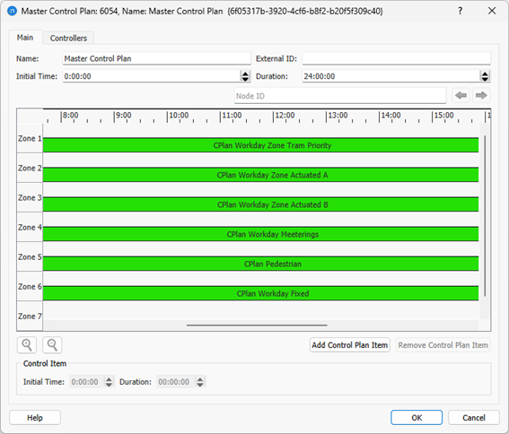 Editor do Plano de Controle Mestre