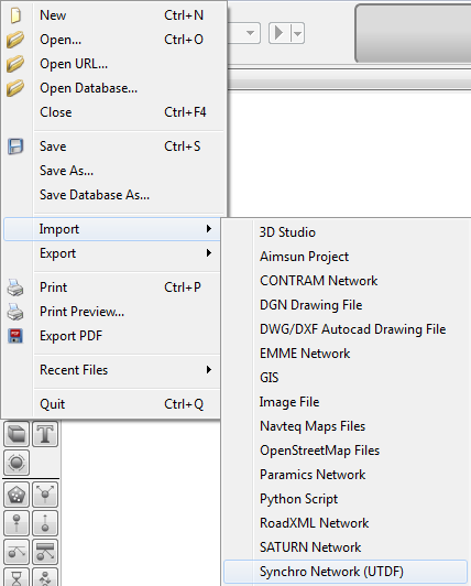 Acesso ao menu Import SYNCHRO