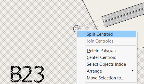 Opção de contexto para dividir centroide