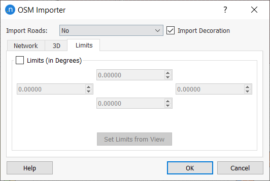 Diálogo de Importação do OpenStreetMap