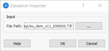 Diálogo do importador de elevação