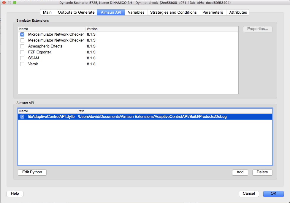 Carregando a API do Aimsun Next