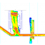 Uma imagem gerada por computador de uma viga com uma linha de cor e uma linha de altura da viga é mostrada no canto superior direito da imagem (uma renderização digital: 0,644).