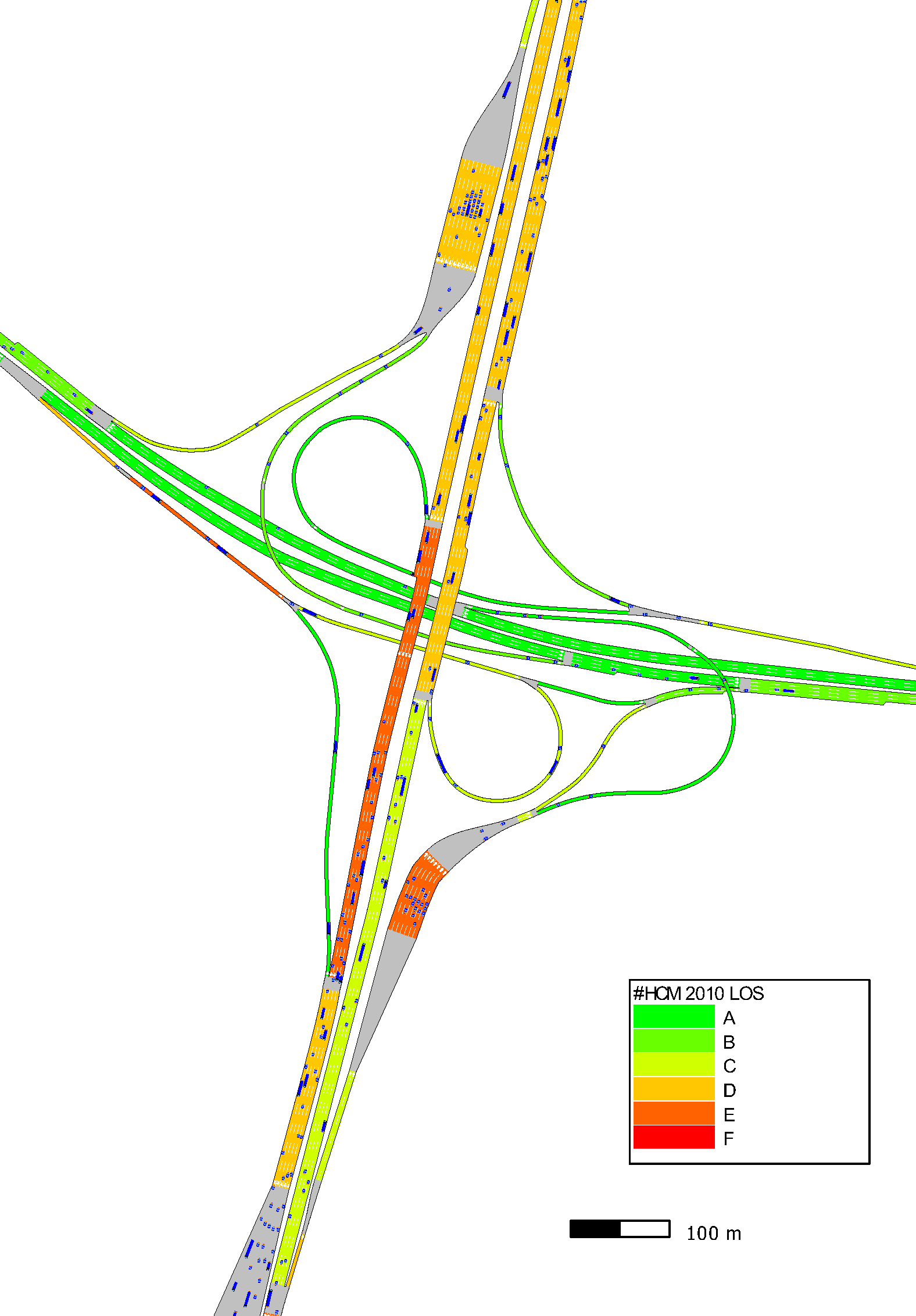 Mapa de nível de serviço HCM 2010 LOS HCM - Aimsun