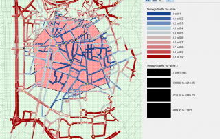 Um mapa de uma cidade com um círculo vermelho no meio e um círculo azul no centro do mapa com um círculo vermelho no meio, (um Barroco flamengo: 0,318)