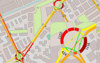 Um mapa de uma cidade com um círculo vermelho e um círculo amarelo nele, e um mapa de uma rua com um círculo vermelho e um círculo amarelo, (uma captura de tela: 0.357)