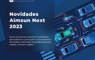 Novidades Aimsun Next 2023 com ilustração de tráfego conectado