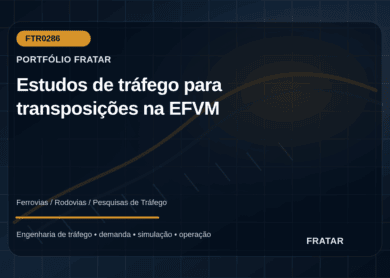 Arte editorial com traçado ferroviário e viário para estudos de transposição na EFVM