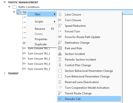 Configuração da ação Periodic Call no Aimsun Next 26