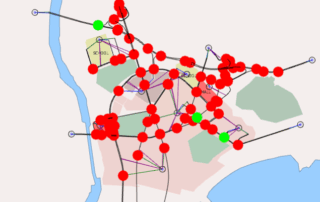 Mapa do Aimsun Next destacando nós sem informação de controle semafórico
