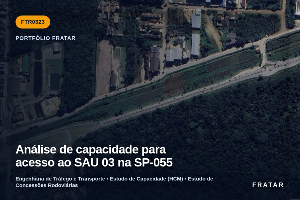 Imagem técnica do portfólio da Fratar: Análise de capacidade para acesso ao SAU 03 na SP-055