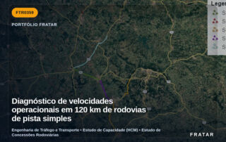 Imagem técnica do portfólio da Fratar: Diagnóstico de velocidades operacionais em 120 km de rodovias de pista simples