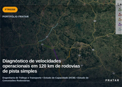 Imagem técnica do portfólio da Fratar: Diagnóstico de velocidades operacionais em 120 km de rodovias de pista simples