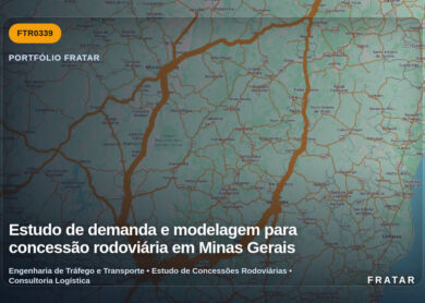 Imagem técnica do portfólio da Fratar: Estudo de demanda e modelagem para concessão rodoviária em Minas Gerais
