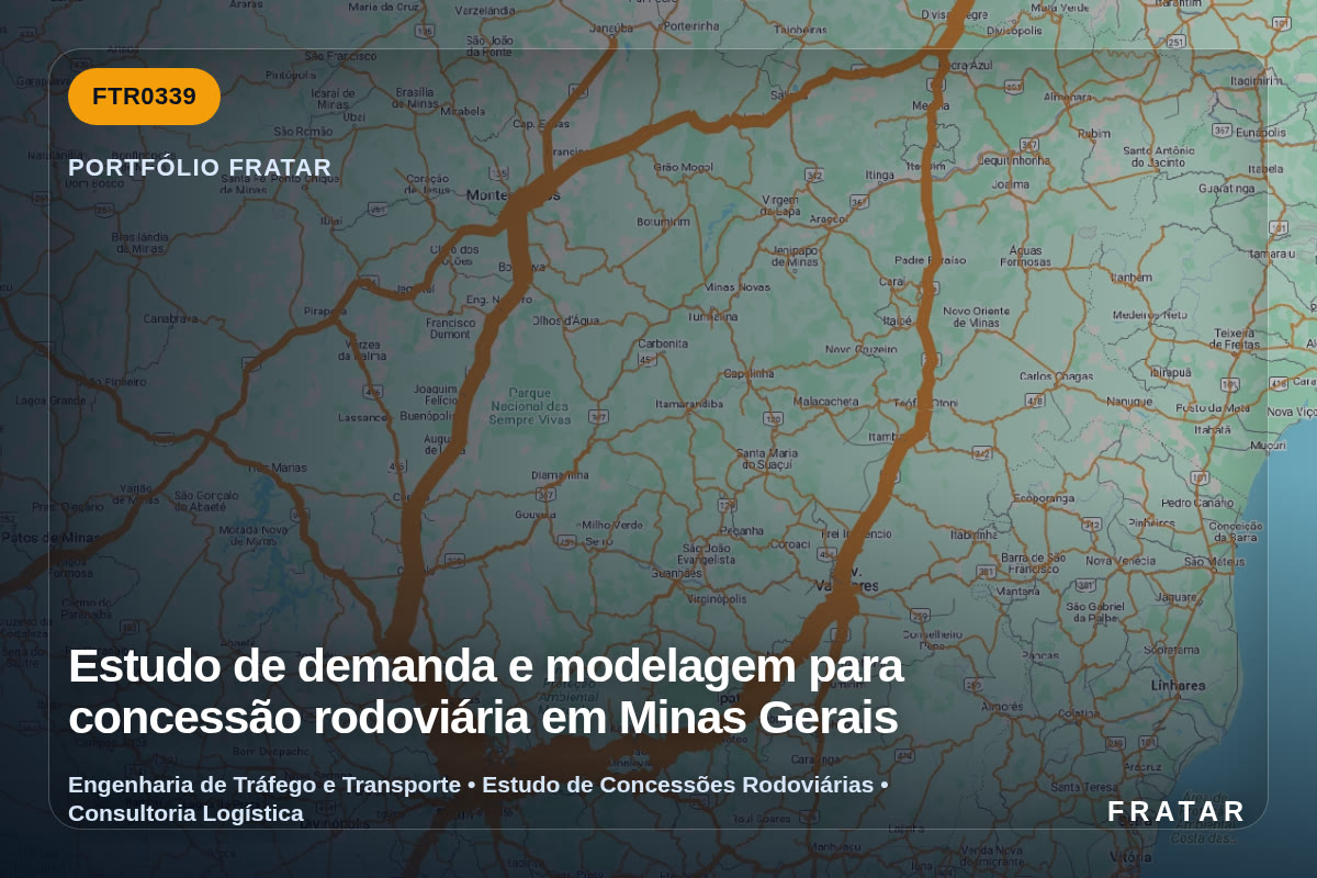 Imagem técnica do portfólio da Fratar: Estudo de demanda e modelagem para concessão rodoviária em Minas Gerais