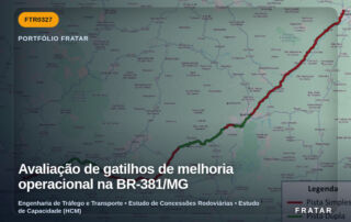 Imagem técnica do portfólio da Fratar: Avaliação de gatilhos de melhoria operacional na BR-381/MG
