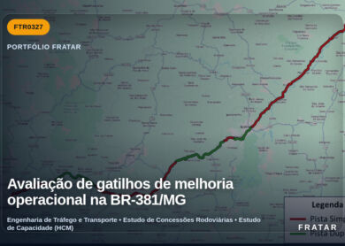 Imagem técnica do portfólio da Fratar: Avaliação de gatilhos de melhoria operacional na BR-381/MG