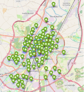 Localização das estações BIKI em Valladolid