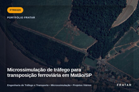 Imagem técnica do portfólio da Fratar: Microssimulação de tráfego para transposição ferroviária em Matão/SP